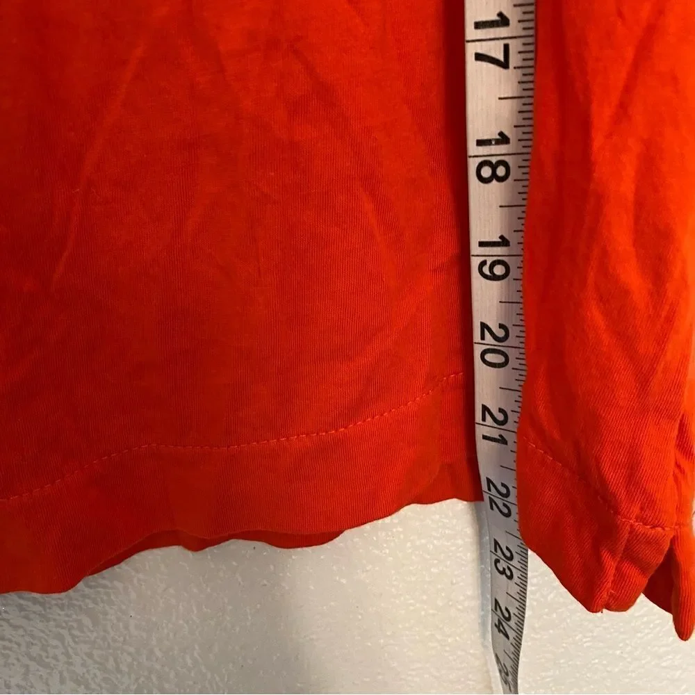 J Crew neck Lace embroidered Sleeve blouse Tee Sunset red orange cotton S